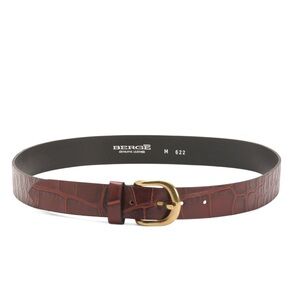 Berge Women’s Genuine Leather Printed Croco Belt with Gold Buckle